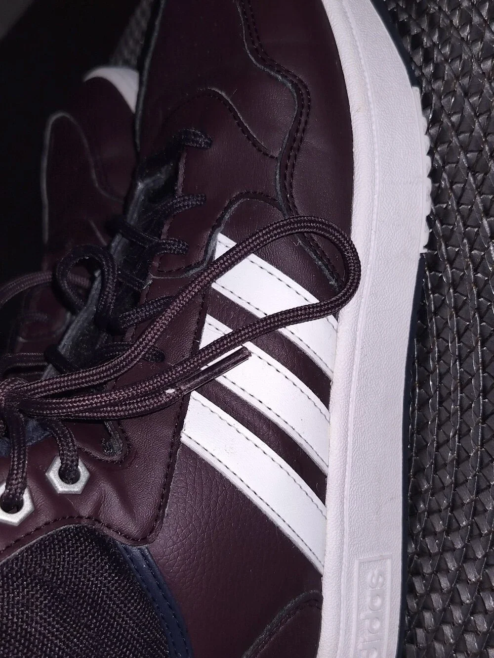 Adidas Unisex Maroon Hi-Top Sneakers with White Stripes